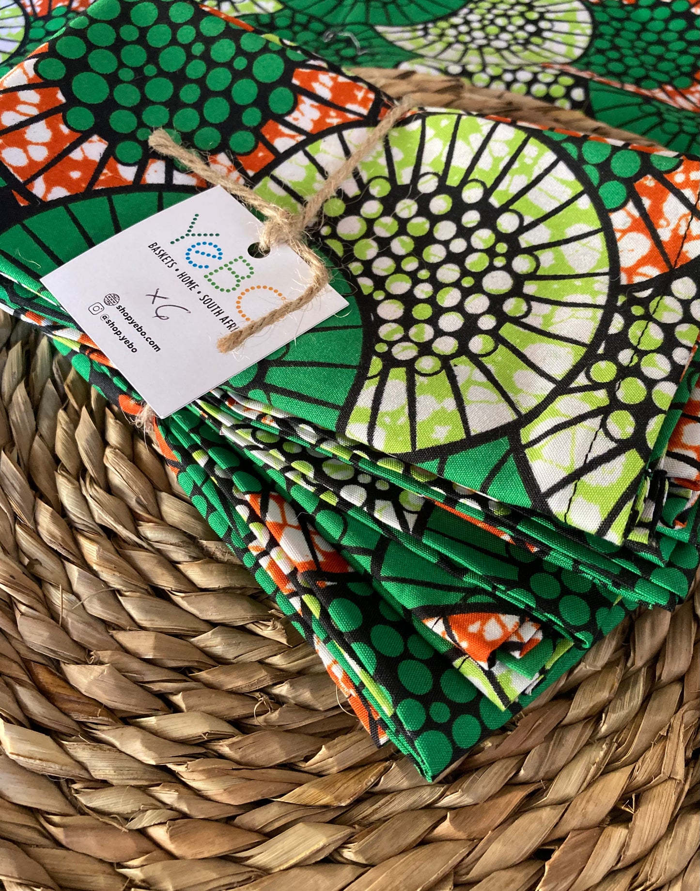 6 pack cotton serviettes, Green