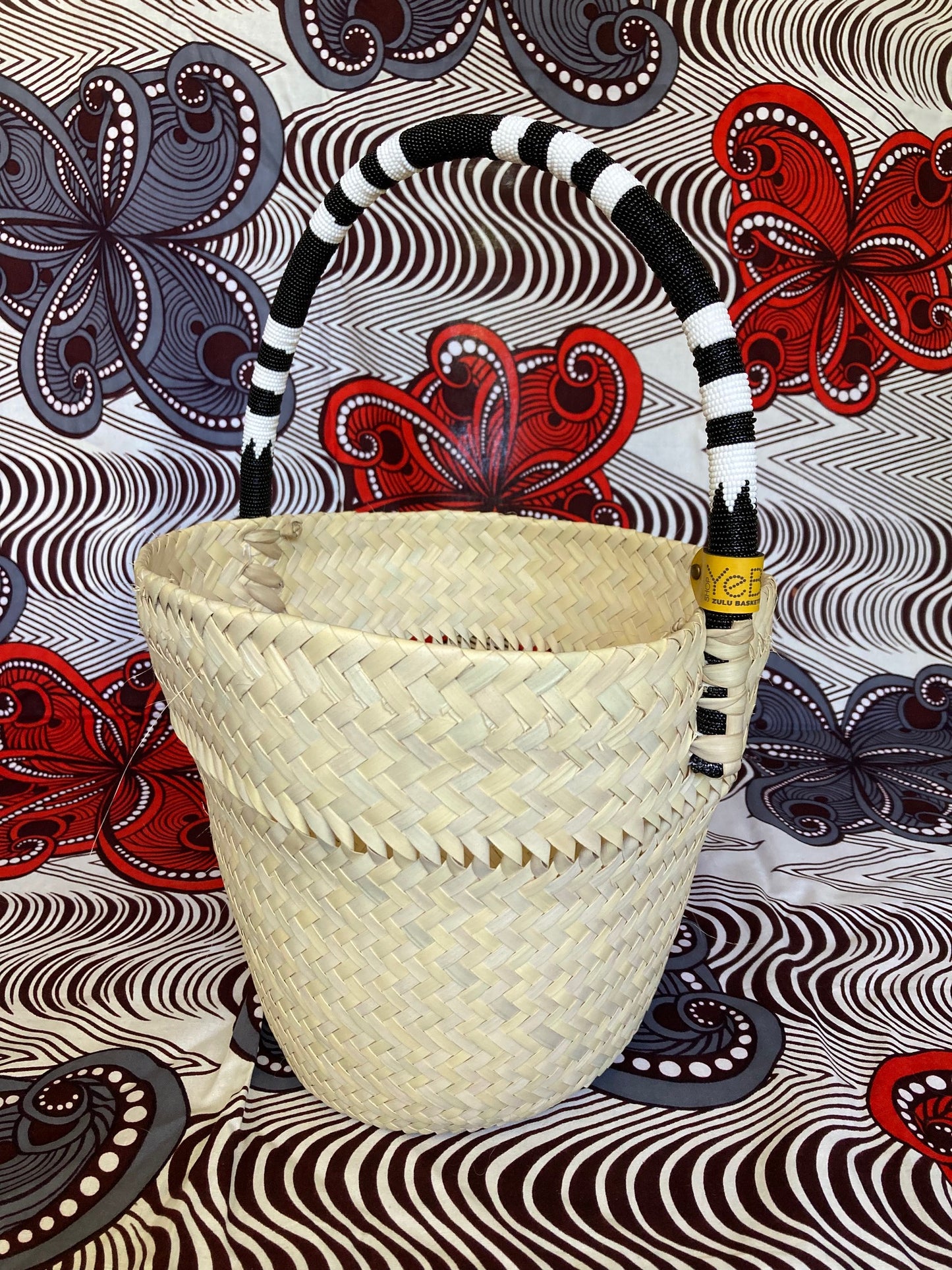 Bucket Basket with Beaded Handle