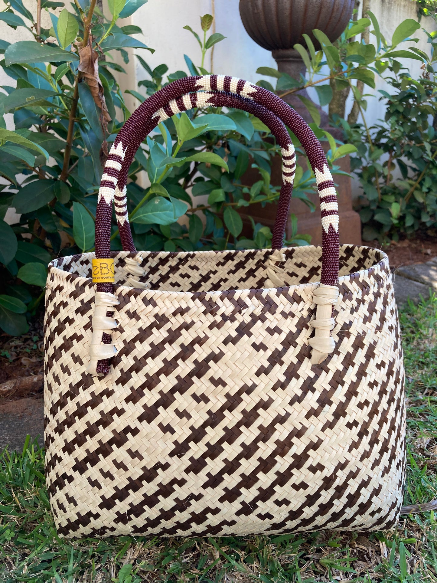 2-tone Beaded Handle Basket