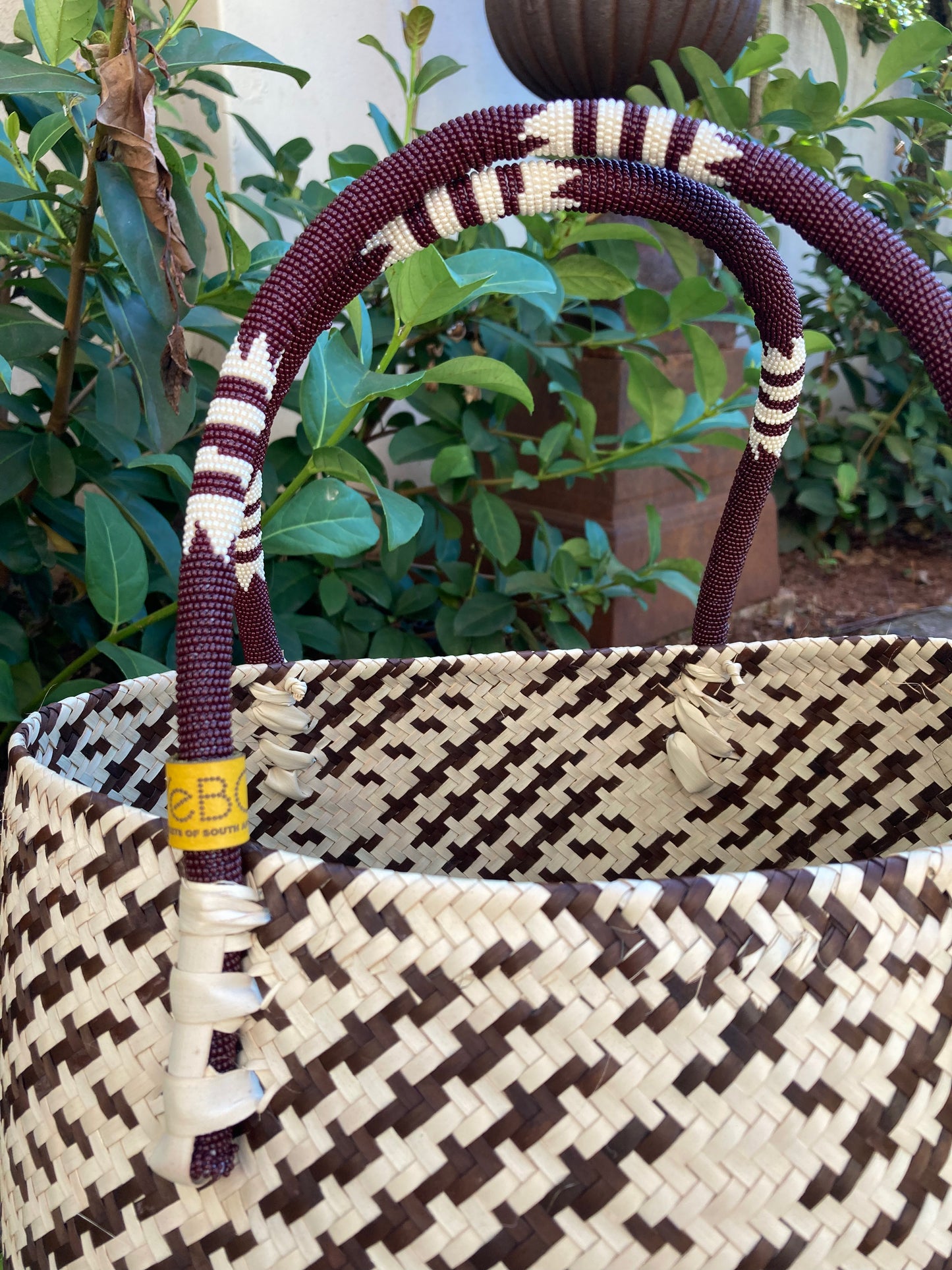 2-tone Beaded Handle Basket
