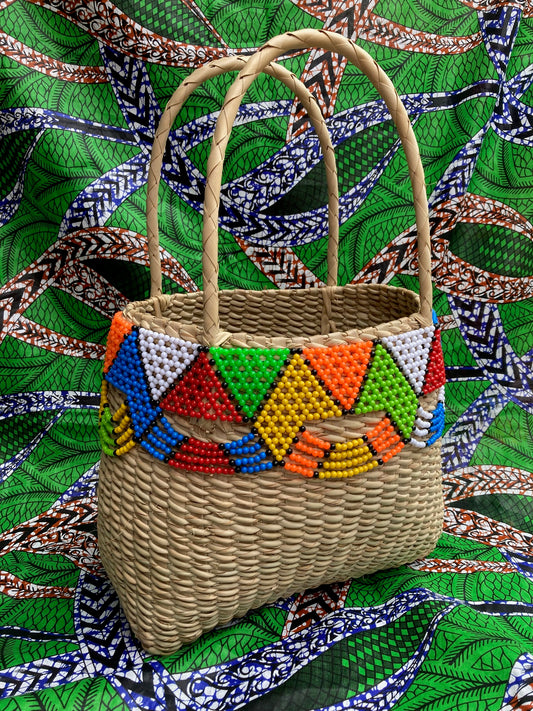 Basket with Colourful Beads