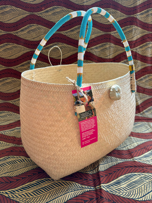 1 natural SUPA-size basket with beaded handles