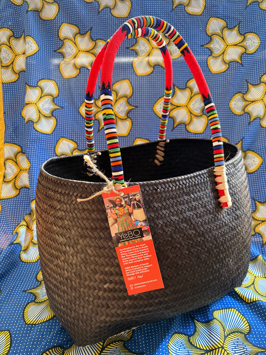 1 black/brown SUPA-size basket with XL beaded handles
