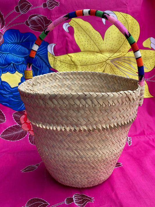 Bucket basket with Beaded Handle