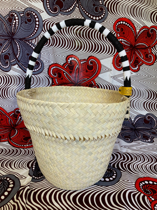 Bucket Basket with Beaded Handle