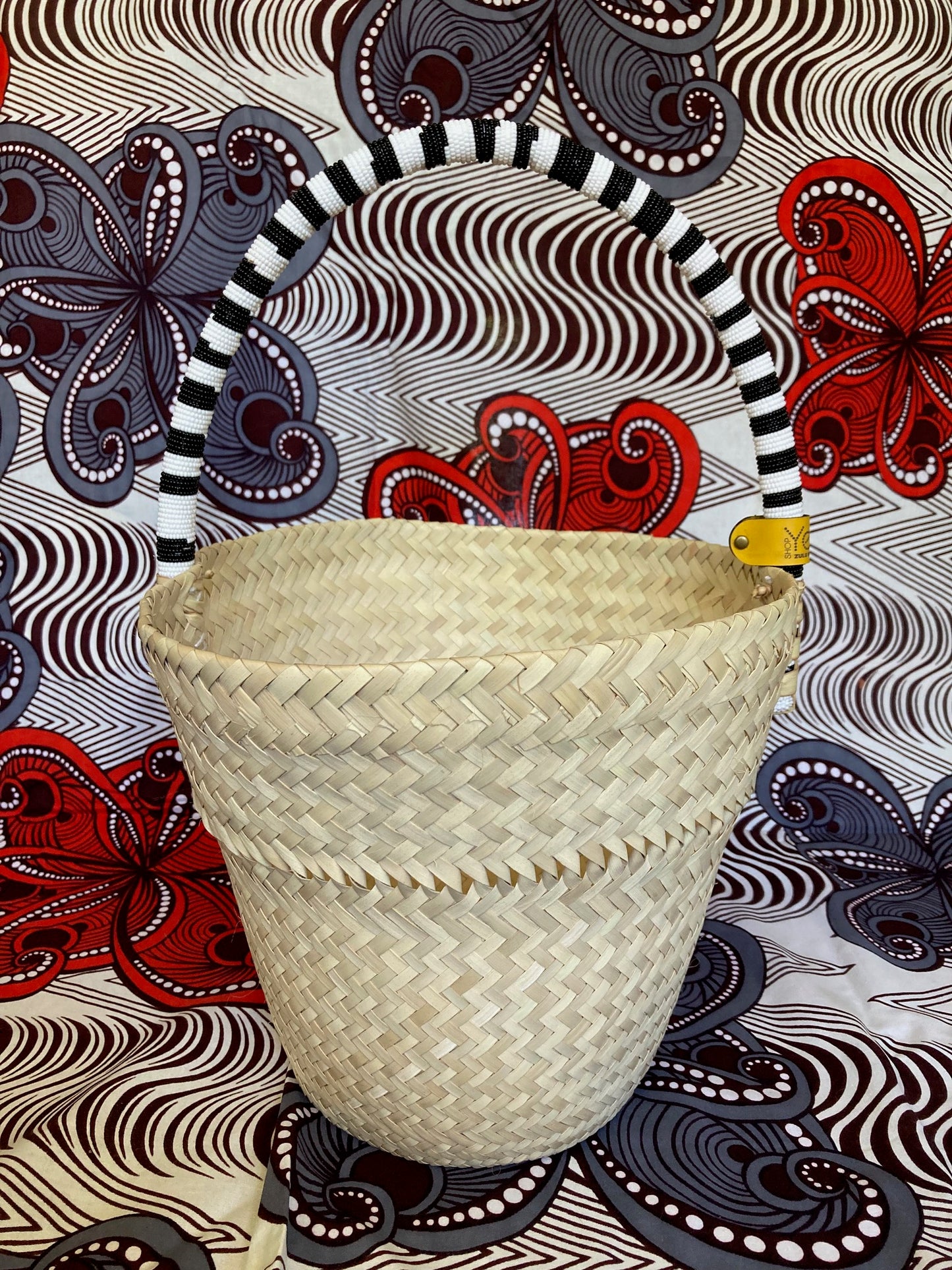 Bucket Basket with Beaded Handle