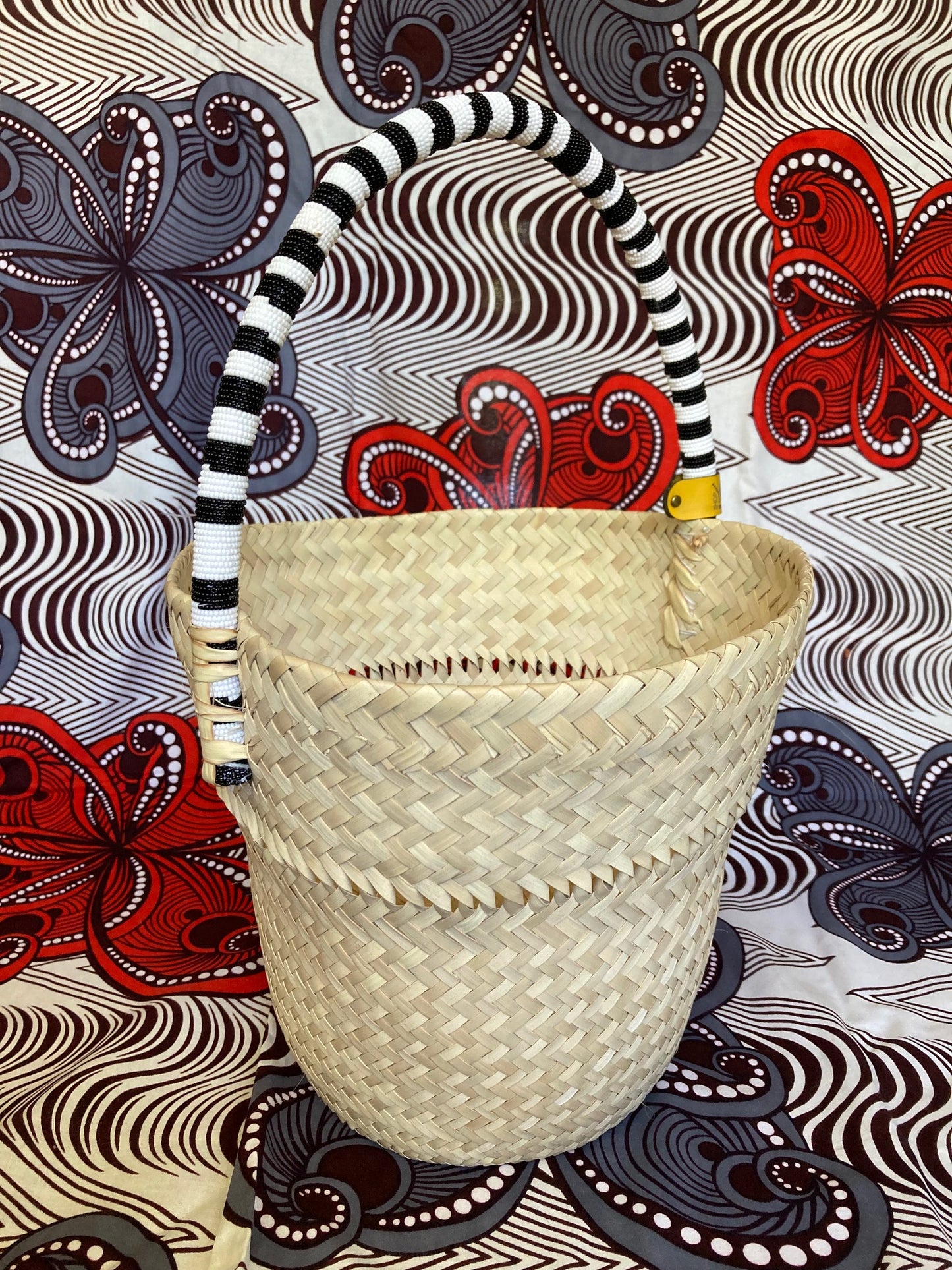 Bucket Basket with Beaded Handle