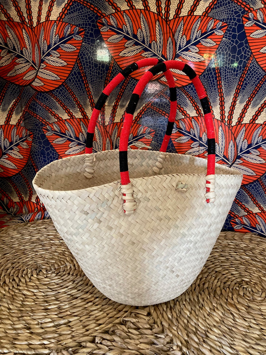 1-Natural shopper basket with beaded handles