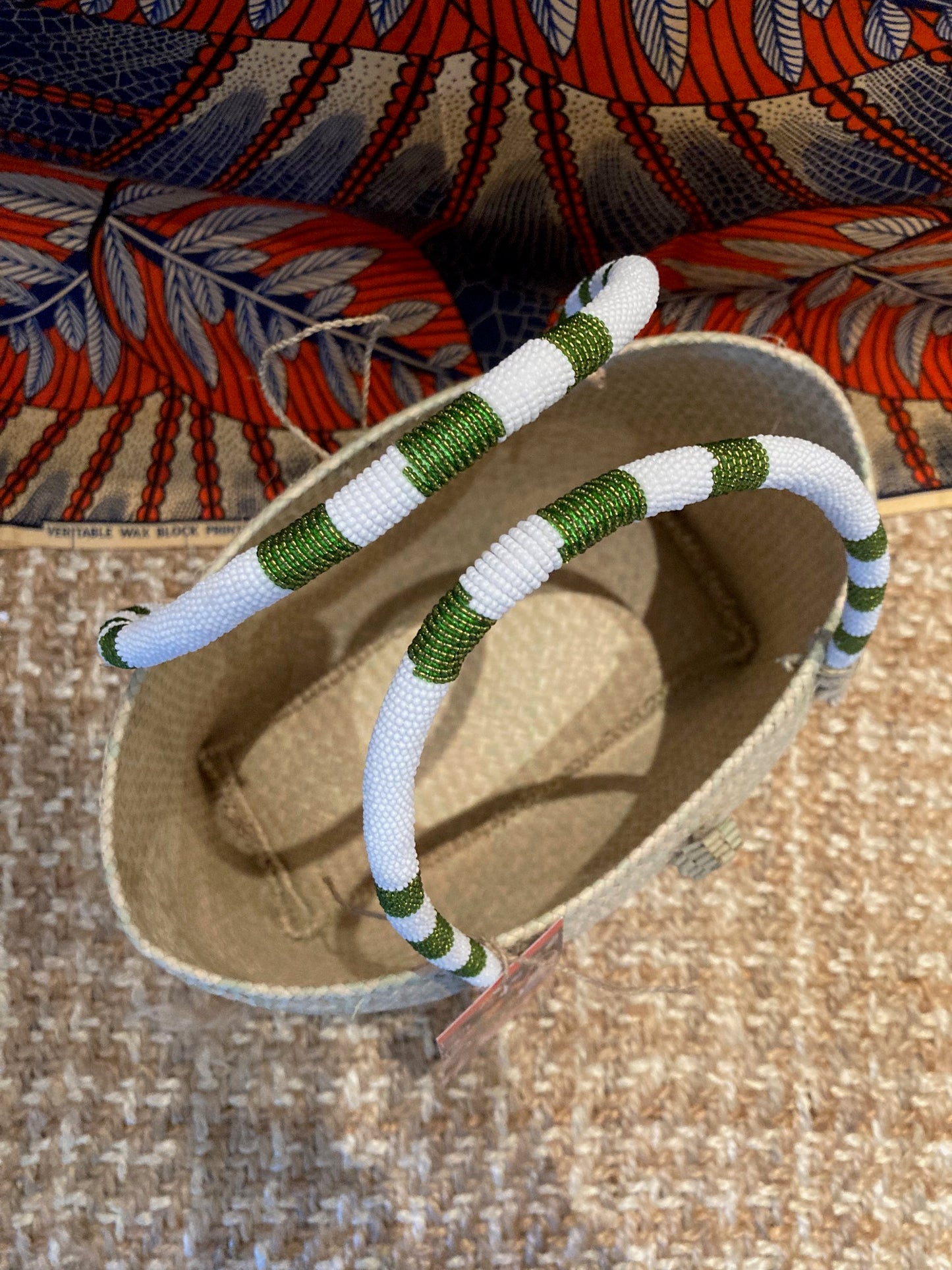 1-Natural Tub basket with beaded handles