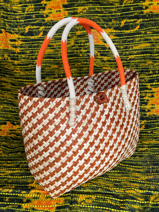 2-tone Beaded Handle Basket