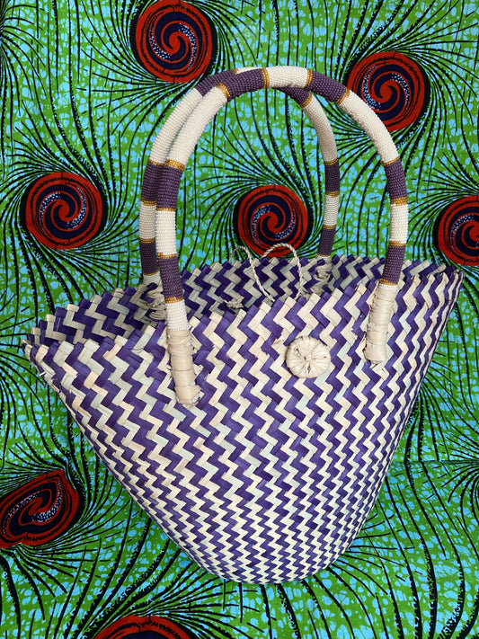 2-tone Beaded handle basket